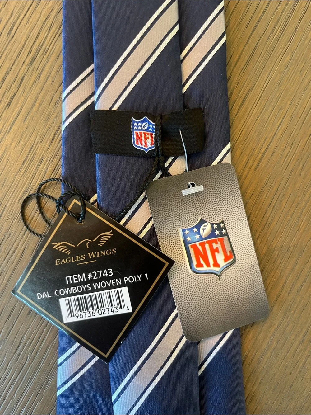 NFL Dallas Cowboys Navy and White Striped Tie
